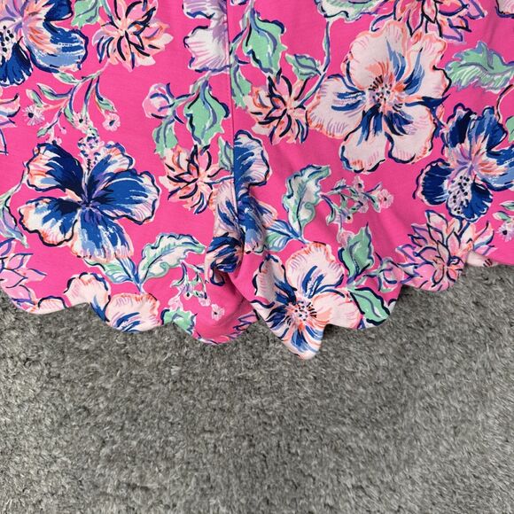 LILLY PULITZER Knit Buttercup Shorts  "LAST BUD NOT LEAST"  Size 2 Pink Floral - Picture 7 of 13